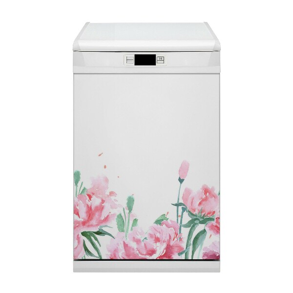Magnetische Vaatwasser Deur Cover Roze bloemen