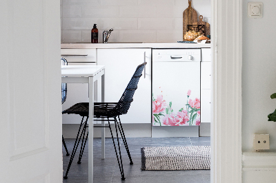 Magnetische Vaatwasser Deur Cover Roze bloemen