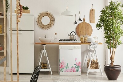 Magnetische Vaatwasser Deur Cover Roze bloemen