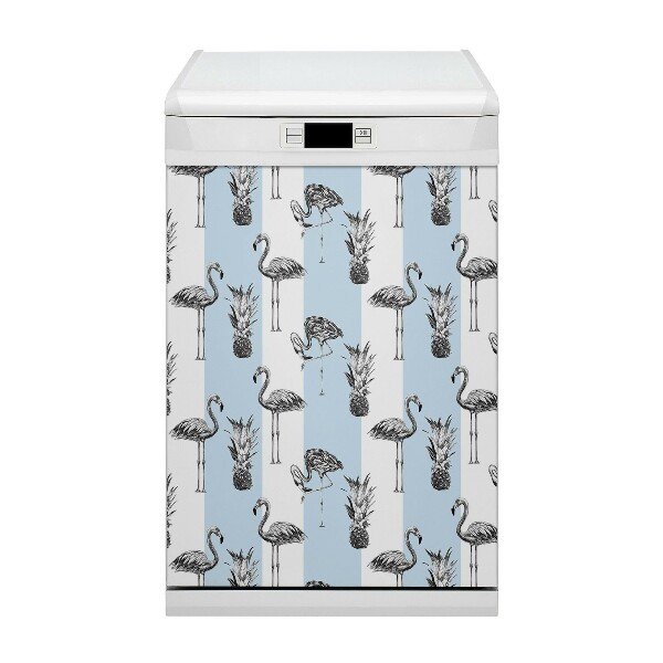 Magnetische Vaatwasser Deur Cover Flaming en ananas
