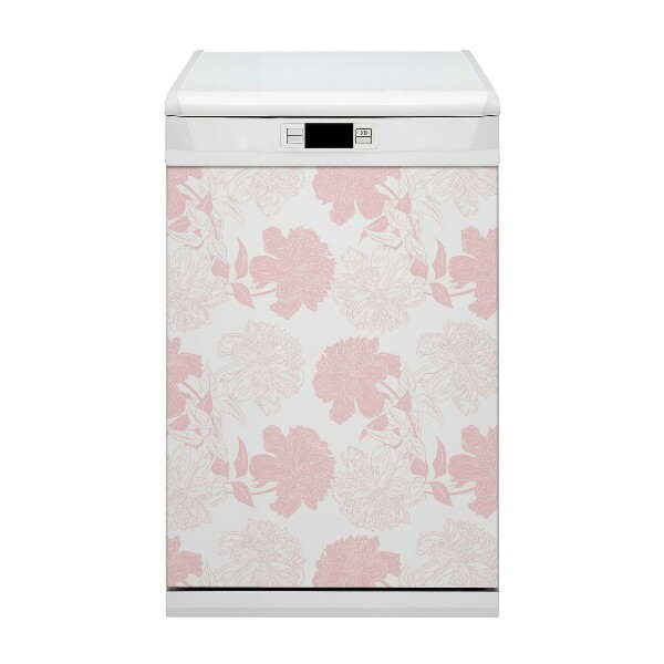 Magnetische Vaatwasser Deur Cover Roze bloemen