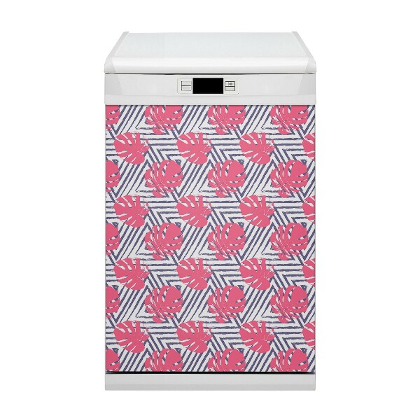 Magnetische Vaatwasser Deur Cover Roze bladeren