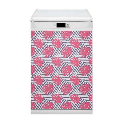 Magnetische Vaatwasser Deur Cover Roze bladeren