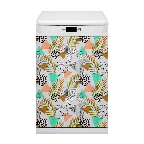 Magnetische Vaatwasser Panel Skin Cover Stippen en bladeren