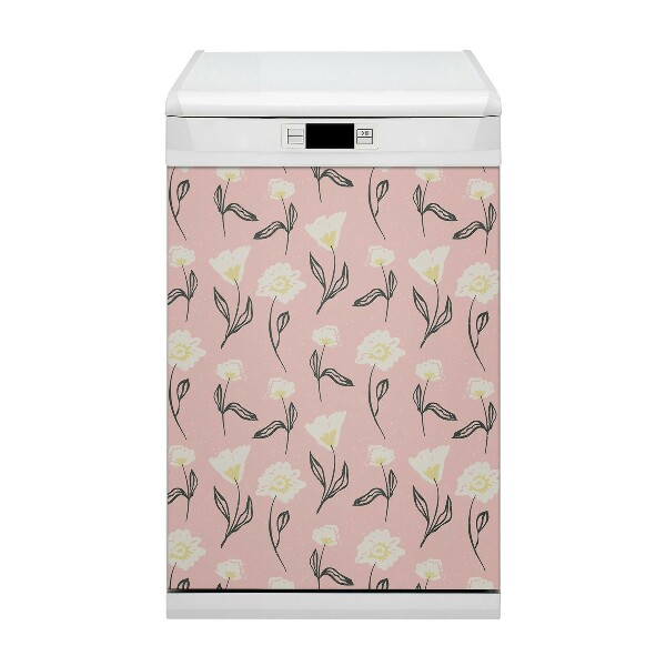 Magnetische Vaatwasser Deur Cover Delicate bloemen