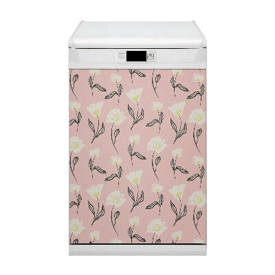 Magnetische Vaatwasser Deur Cover Delicate bloemen
