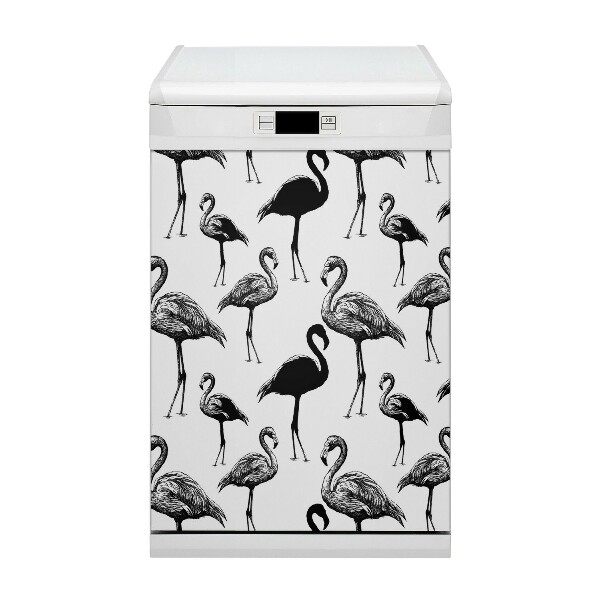 Magnetische Vaatwasser Deur Cover Retro flamingos