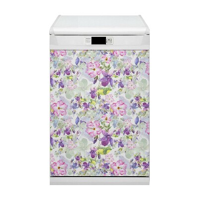 Magnetische Vaatwasser Panel Skin Cover Paarse bloemen