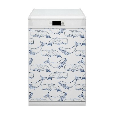 Magnetische Vaatwasser Deur Cover Blauwe walvissen
