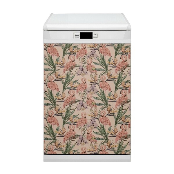Magnetische Vaatwasser Deur Cover Flamingos