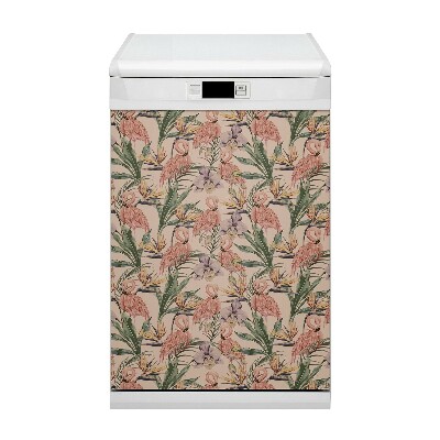Magnetische Vaatwasser Deur Cover Flamingos