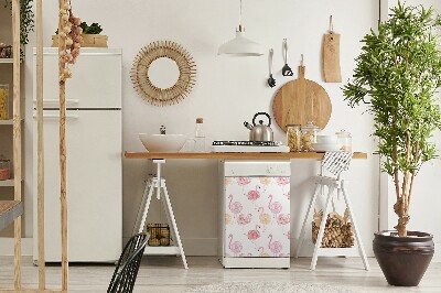 Magnetische Vaatwasser Deur Cover Flamlings bloemen