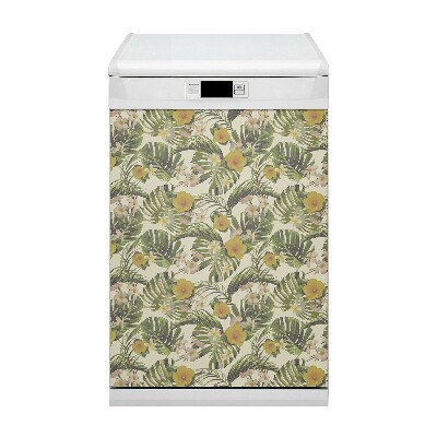 Magnetische Vaatwasser Panel Skin Cover Tropische bloemen