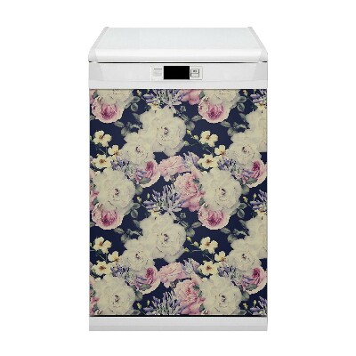 Magnetische Vaatwasser Panel Skin Cover Witte vintage rozen
