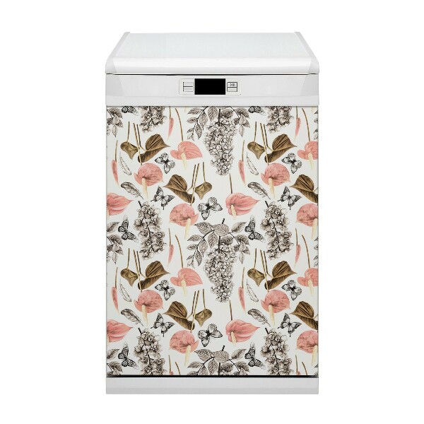 Vaatwasser Panel Cover Bloemen en vlinders