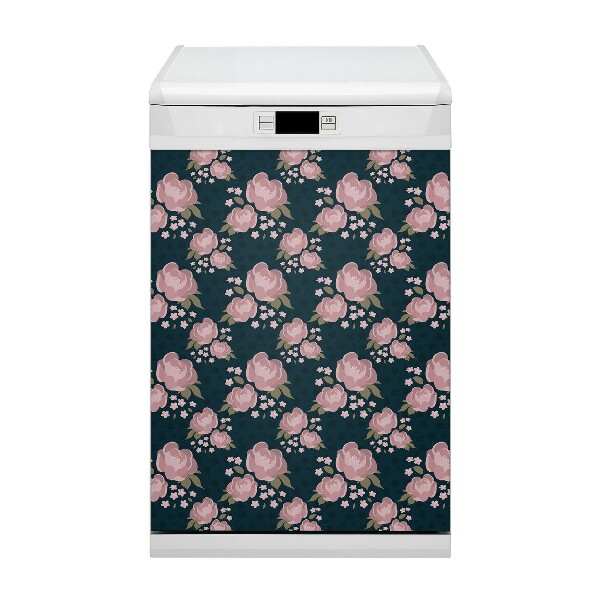 Magnetische Vaatwasser Deur Cover Roze bloemen