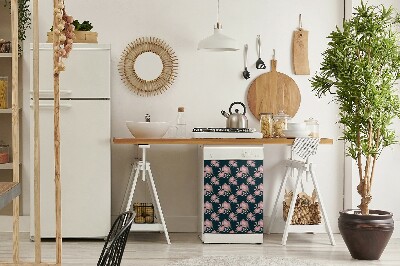 Magnetische Vaatwasser Deur Cover Roze bloemen