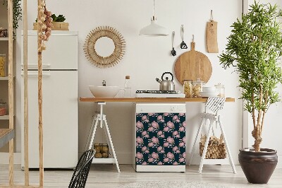 Magnetische Vaatwasser Deur Cover Roze bloemen