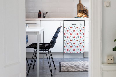 Magnetische Vaatwasser Panel Skin Cover Rood veld van papavers