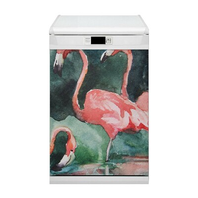 Magnetische Vaatwasser Panel Skin Cover Geschilderde flamingo