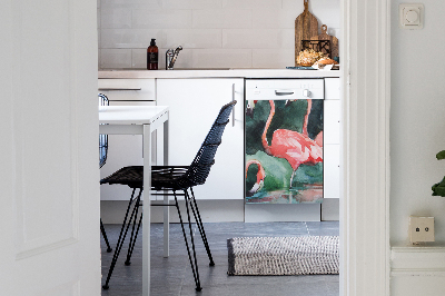 Magnetische Vaatwasser Panel Skin Cover Geschilderde flamingo