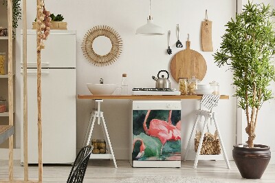 Magnetische Vaatwasser Panel Skin Cover Geschilderde flamingo