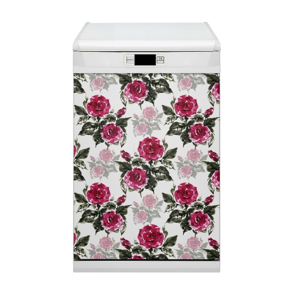 Magnetische Vaatwasser Panel Skin Cover Geschilderde rozen