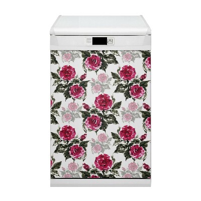 Magnetische Vaatwasser Panel Skin Cover Geschilderde rozen