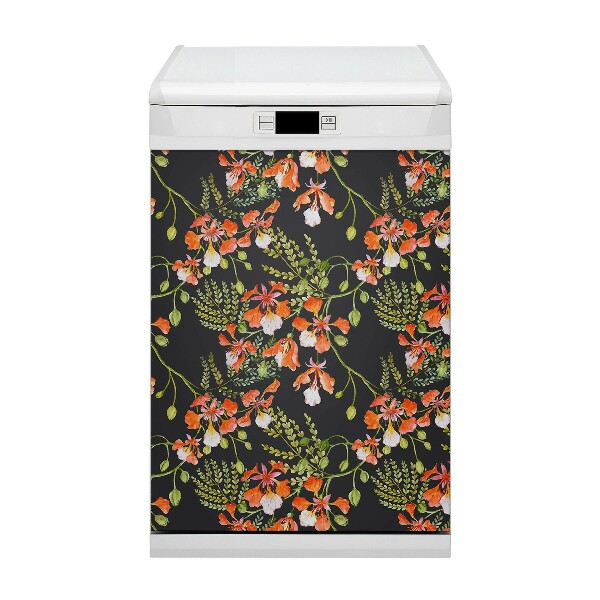 Vaatwasser Panel Cover rode bloemen