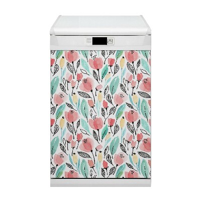 Decoratieve vaatwassermagneet rode bloemen