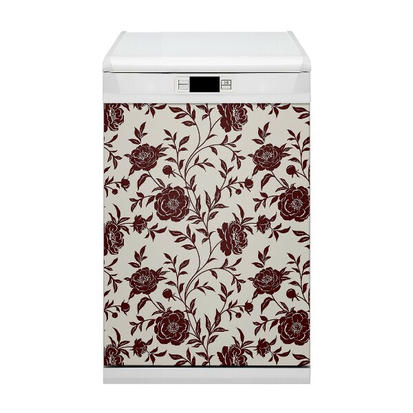 Vaatwasser Panel Cover Bourgondische bloemen