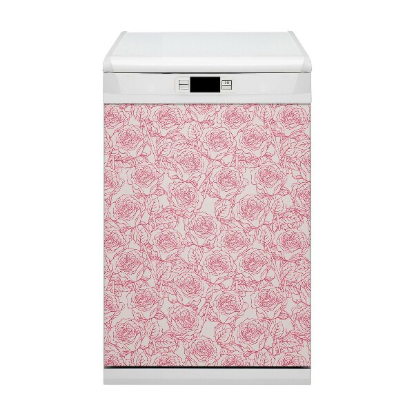 Magnetische Vaatwasser Deur Cover Rozen doodle