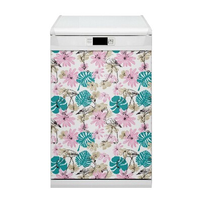 Magnetische Vaatwasser Deur Cover Geschilderde flamingo's