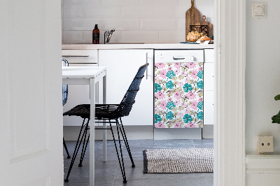 Magnetische Vaatwasser Deur Cover Geschilderde flamingo's
