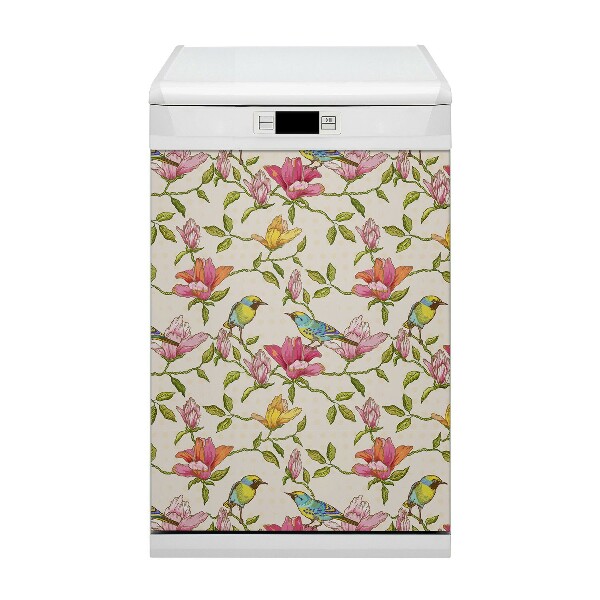 Decoratieve vaatwassermagneet Bloemen en vogels