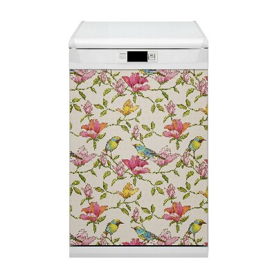 Decoratieve vaatwassermagneet Bloemen en vogels