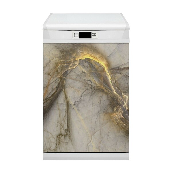 Magnetische Vaatwasser Panel Skin Cover Gouden marmer