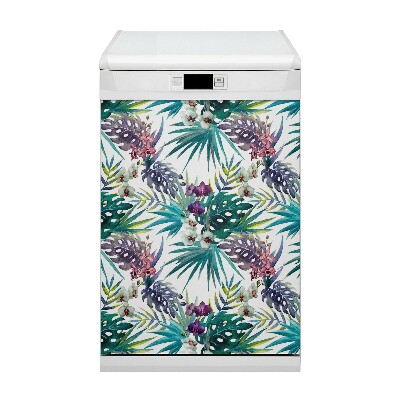 Magnetische Vaatwasser Deur Cover Tropische bladeren