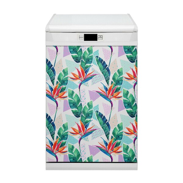 Magnetische Vaatwasser Deur Cover Tropische flora