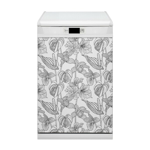 Magnetische Vaatwasser Deur Cover Contouren bloemen