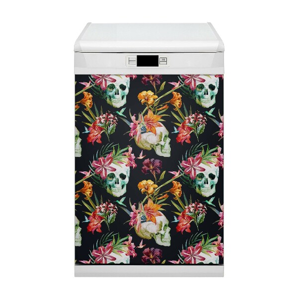 Magnetische Vaatwasser Deur Cover Schedels en bloemen