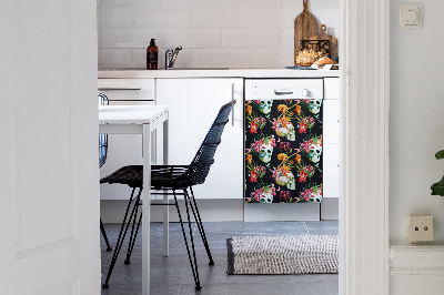 Magnetische Vaatwasser Deur Cover Schedels en bloemen