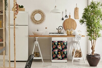Magnetische Vaatwasser Deur Cover Schedels en bloemen