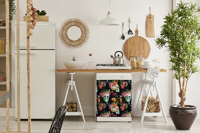 Magnetische Vaatwasser Deur Cover Schedels en bloemen