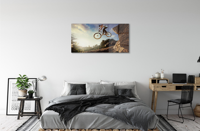 Plexiglas schilderij Bike mountains clouds sky