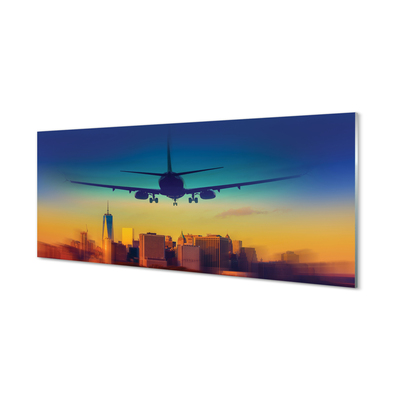 Plexiglas schilderij Stadswolken west-vliegtuig