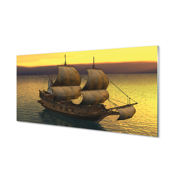 Plexiglas schilderij Gele sky ship sea
