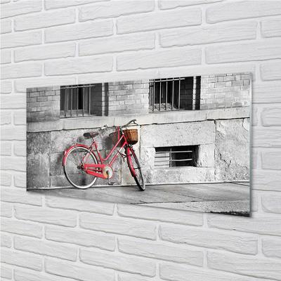 Plexiglas schilderij Rode fiets met een mand
