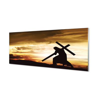 Plexiglas foto Jesus cross sunset