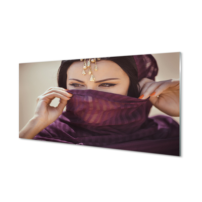 Foto in plexiglas Vrouw paars materiaal
